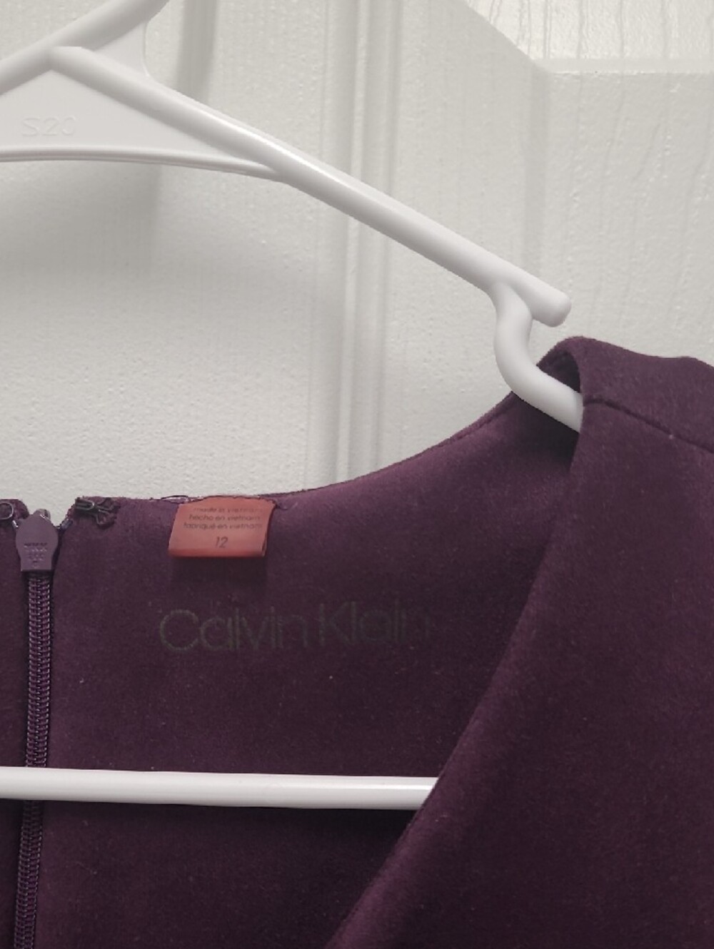 Calvin Klein Sleeveless Plum Sheath Dress with Gold Accent - Picture 2 of 4